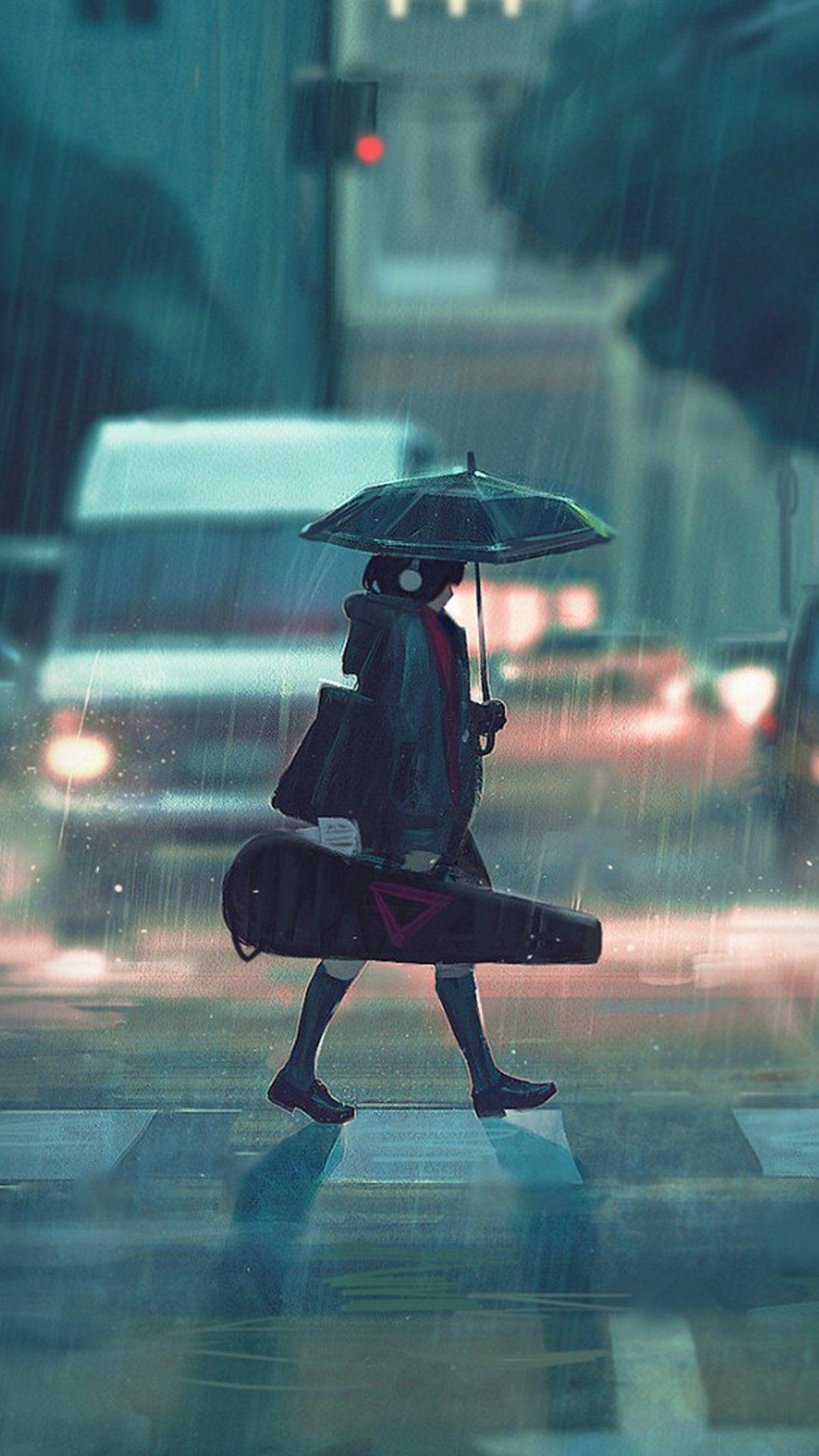 Rain Anime Mobile wallpaper 5k